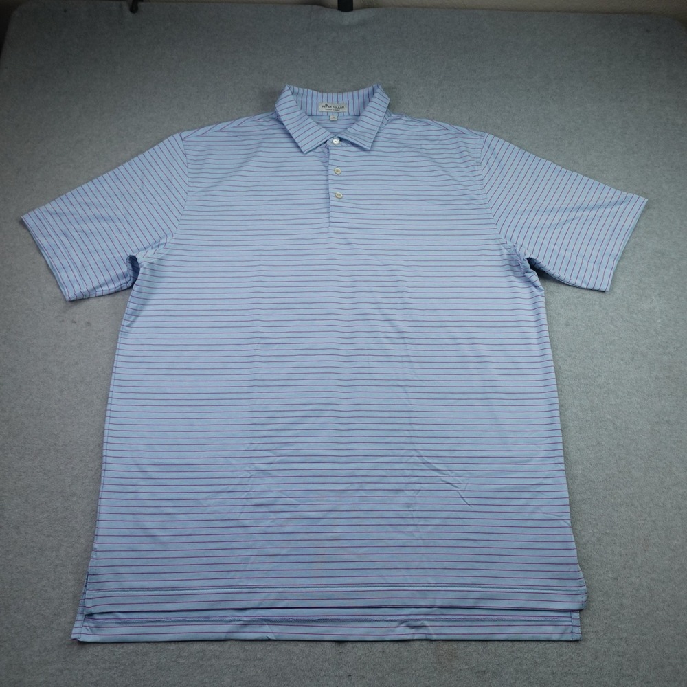 Peter Millar Polo Shirt Mens XL Blue Striped Summer Comfort Golf Casual